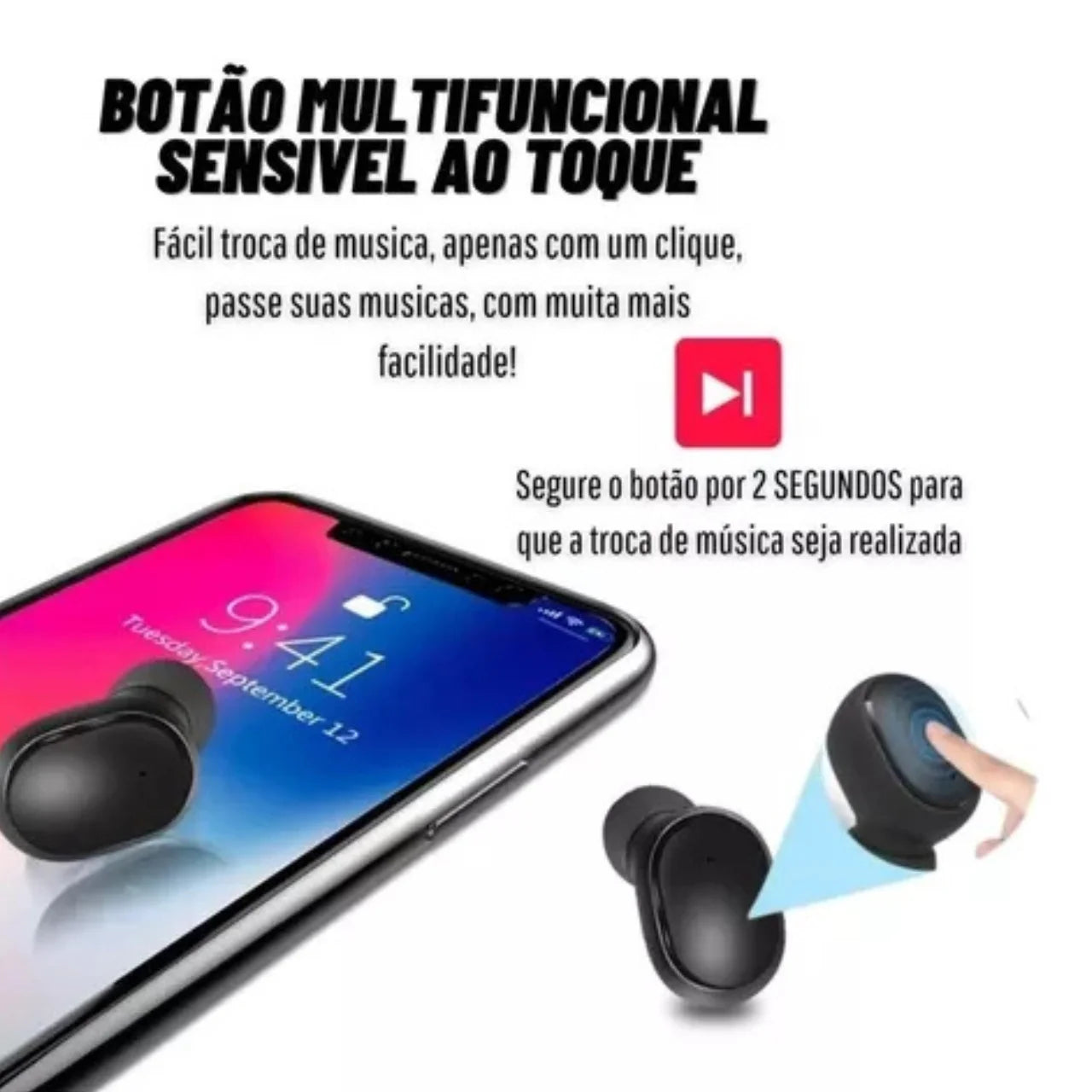Fone De Ouvido Bluetooth  C/ Led